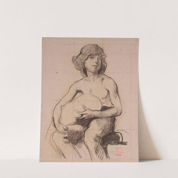 Etude de jeune homme assis tenant quelque chose entre ses mains by Henri Leopold Lévy