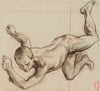 Etude de jeune homme nu contorsionné