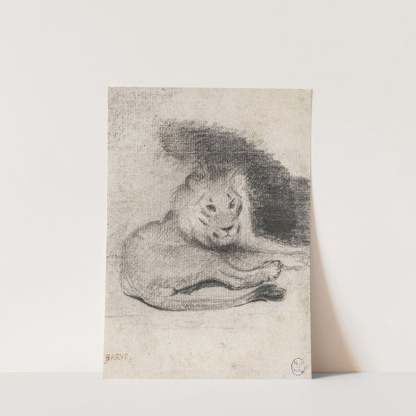 Etude de lion couché (19th century) by Antoine-Louis Barye