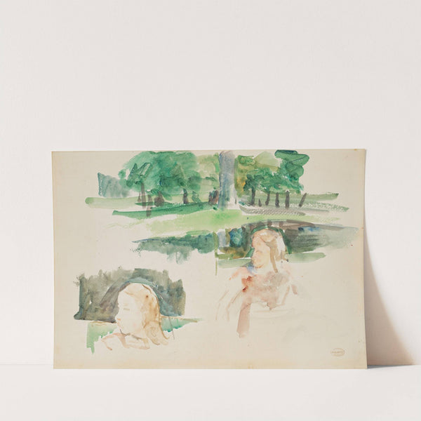 Étude de paysage à la rivière et d’enfants (1910) by Mary Cassatt