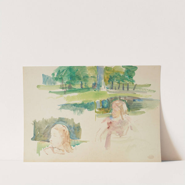 Étude de paysage à la rivière et d’enfants (circa 1910) by Mary Cassatt