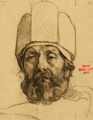 Etude de visage d’homme coiffé d’une couronne