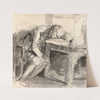 Etude d’homme effondré sur une table by Jean-Baptiste Greuze