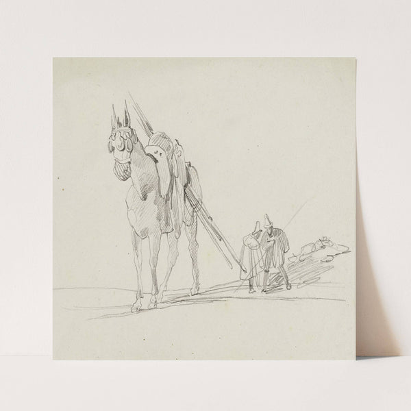 Etude d’un cheval et de deux hommes by René Marjolin