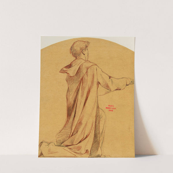 Etude d'un moine agenouillé, de dos by Henri Leopold Lévy