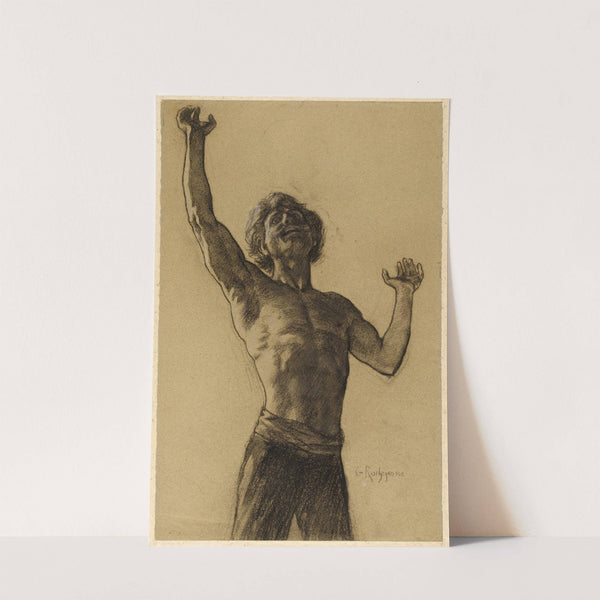 Etude pour la Joie rouge Homme torse nu le bras droit levé by Georges Antoine Rochegrosse