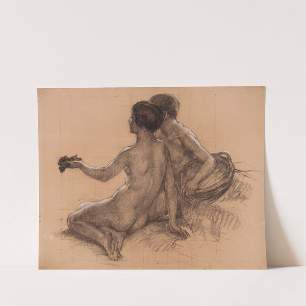 Etude pour le tableau L’Automne Deux personnages nus assis (1914) by Maurice Berthon
