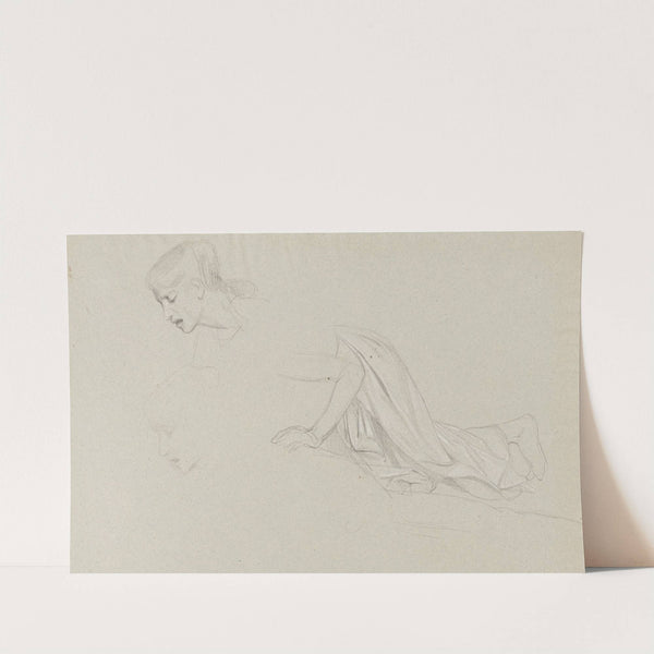 Etude pour Pyrame et Thisbé deux études de jeune femme agenouillée by François Alfred Delobbe