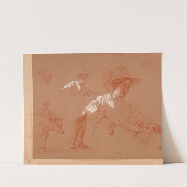 Étude pour un garçon appuyé sur un bovillon by Jacques-Raymond Brascassat