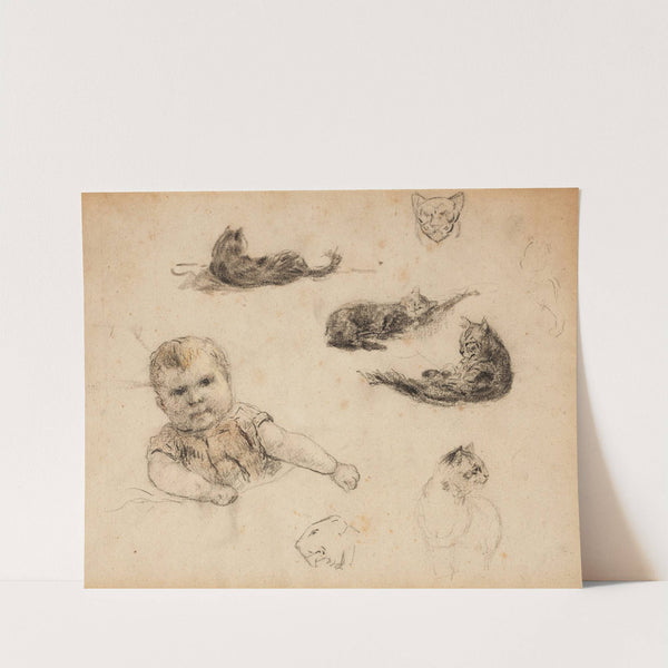 Etudes de chats et d’enfant by Paul Gauguin