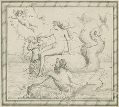 Europa riding on the bull through the waves, led by Poseidon (1872 - 1887)