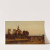 European River View with Bridge and Church by Samuel Colman