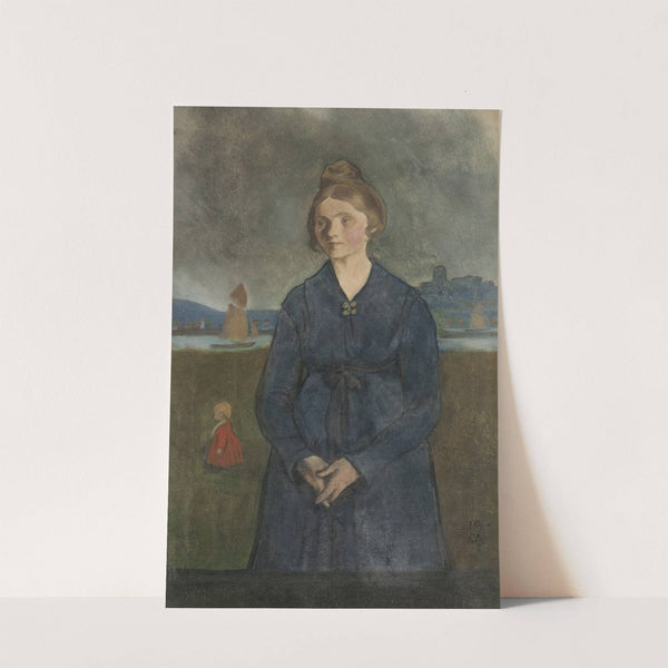 Eva med Bohus fästning i bakgrunden by Ivar Arosenius