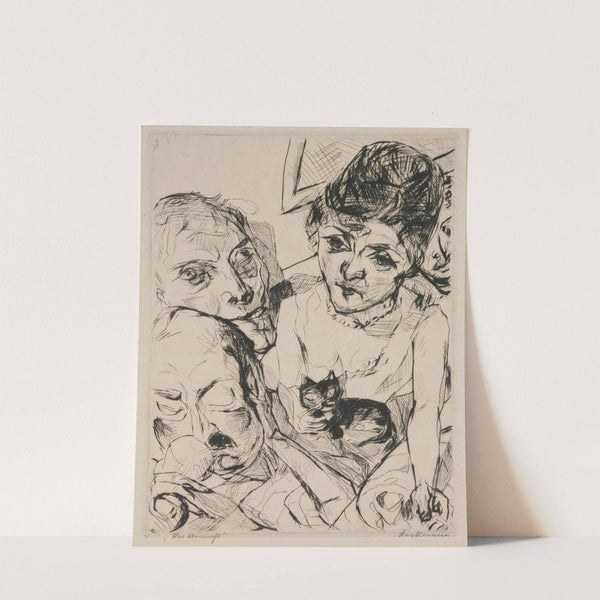 Evening (Self-Portrait with the Battenbergs), plate 10 from the portfolio ‘Faces’ (1916) by Max Beckmann