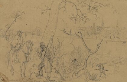 Examining passes – Union and rebel pickets–Fredericksburg, Va–