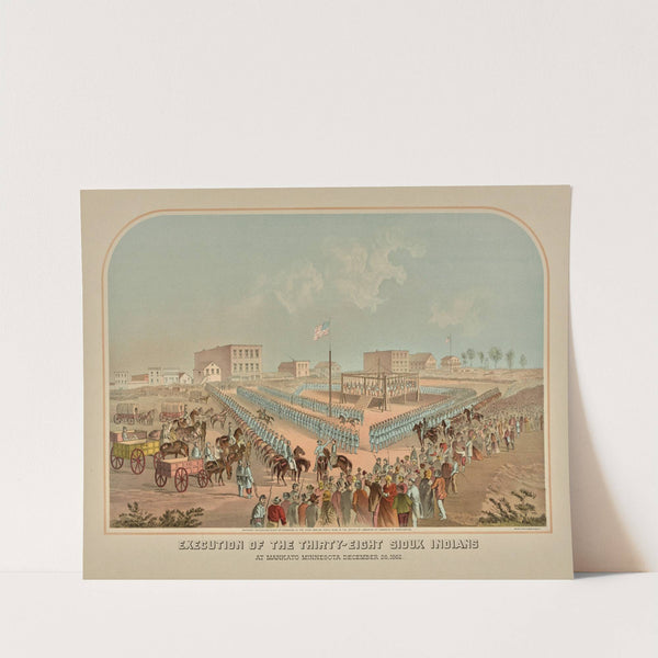 Execution of the thirty-eight Sioux Indians at Mankato December 26, 1862. (1883) by Hayes Lithographing Co.
