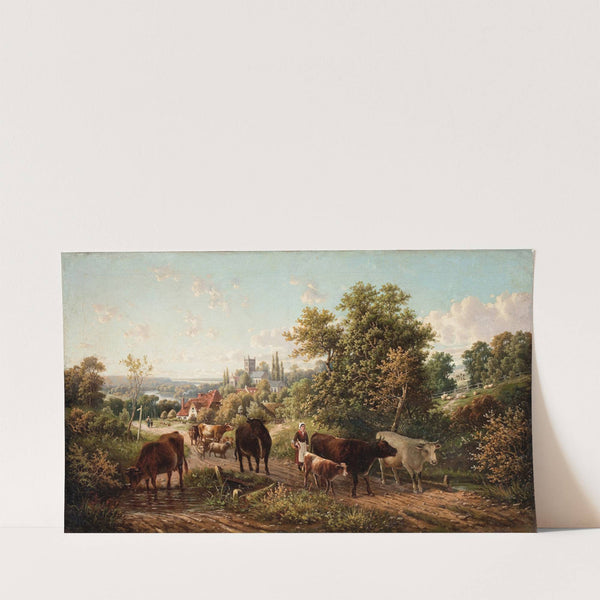 Extensive Landscape near Hereford Cathedral and the River Wye (circa 1870) by E. R. Van Hampe