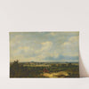 Extensive landscape with a church in the distance by Pieter Lodewijk Francisco Kluyver