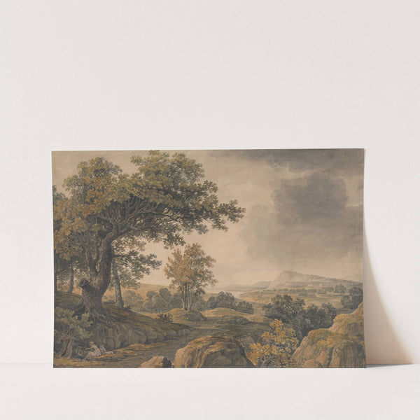 Extensive wooded landscape with figures in foreground left by James Baynes