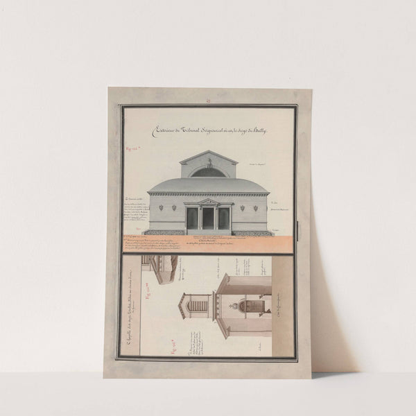 Extérieur du tribunal seigneurial où est le siège du bailly; (Chapelle des sept étoiles, dédiée au service divin du hameau) (1777-1825) by Jean Jacques Lequeu