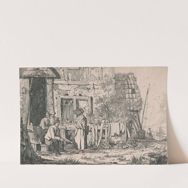 Exterior of a Cottage with a Woman in a Poke Bonnet by Joseph Stannard