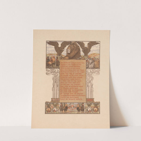 Extinguished candles and lion (Nobel) flanked by eagles (1910) by Bernard Willem Wierink