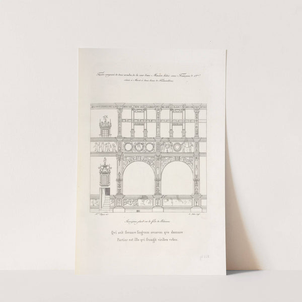 Façade composée de trois arcades, de la cour d'une maison bâtie sous Françcois 1er située à Moret à deux lieues de Fontainebleau by Nicolas Xavier Willemin