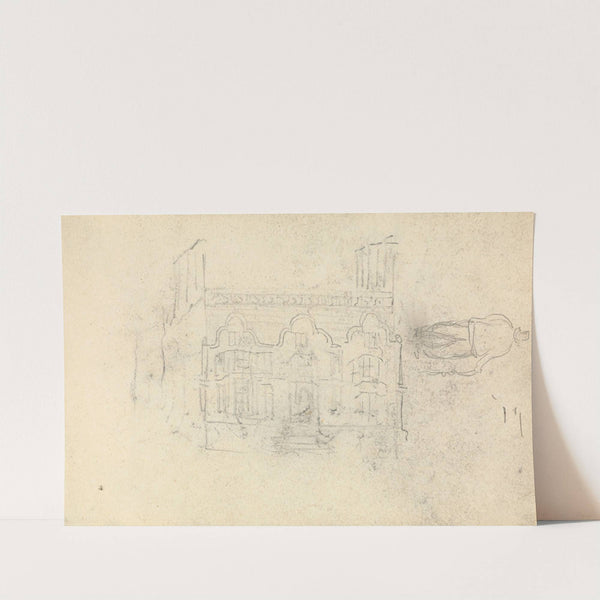 Facade of a House and Sketch of a Man With a Cane by Thomas Bradshaw