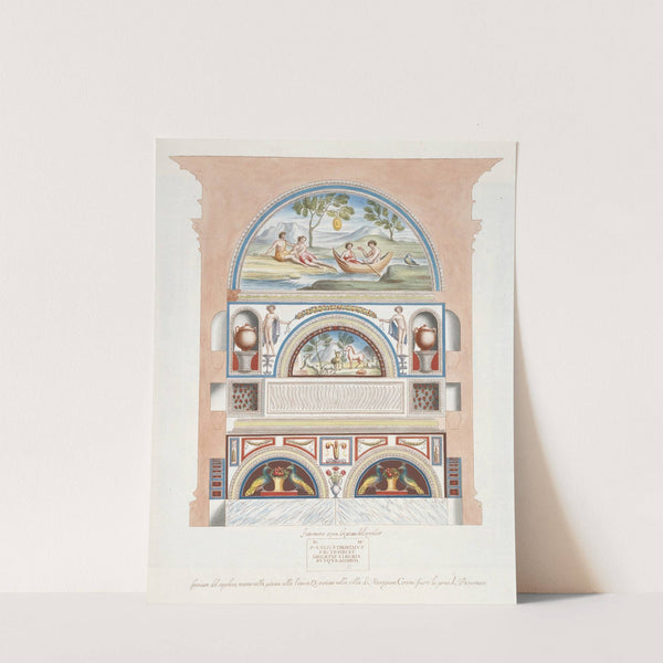 Facciata del sepolcro, notato nella pianta alla littera Q; trovato nella villa di Monsignore Corsini fuori la porta di S. Pancratio. by Pierre-Jean Mariette