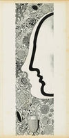Faces in profile with a floral motif