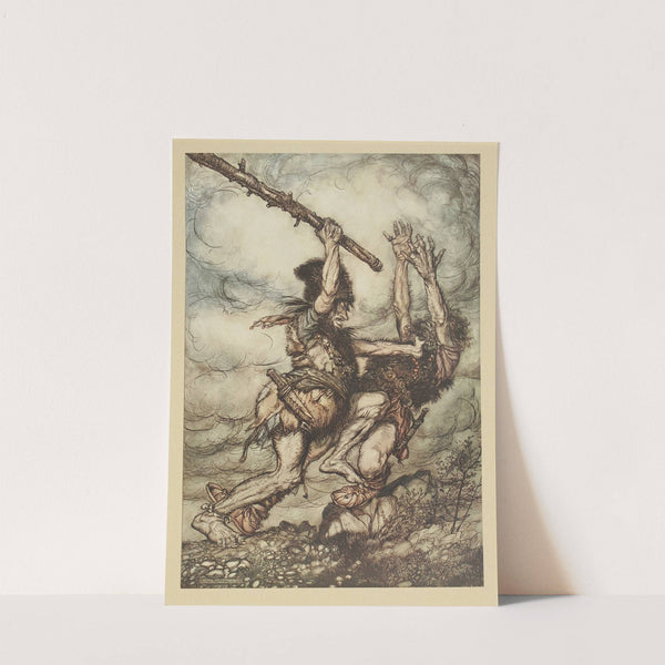 Fafner kills Fasolt (1910) by Arthur Rackham