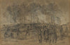 Fair Oaks after the battle, burying the dead–and burning the horses. Tuesday 3rd June