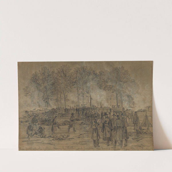 Fair Oaks after the battle, burying the dead-and burning the horses. Tuesday 3rd June by Alfred Rudolph Waud