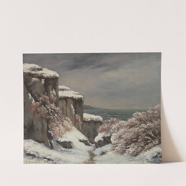 Falaises Au Bord De La Mer Sous La Neige by Gustave Courbet