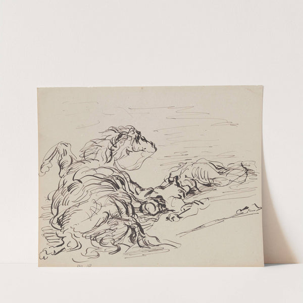 Fallen Arab Horseman with Cavorting Horse by James Ensor
