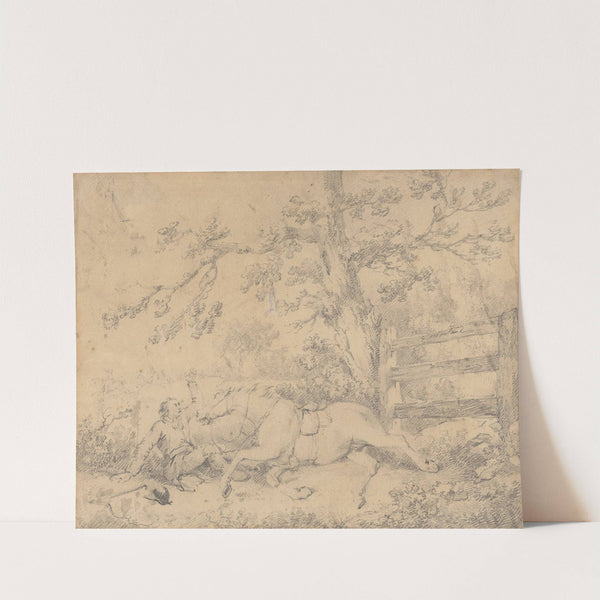 Fallen Horse and Rider, The Hunt Disappearing Left by George Morland