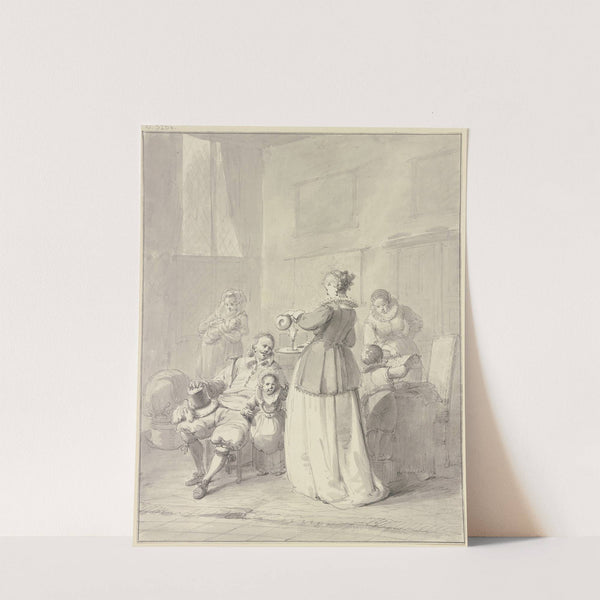 Familienfeier, die Frau schenkt dem Mann ein Glas Wein ein by Hendrik Meyer