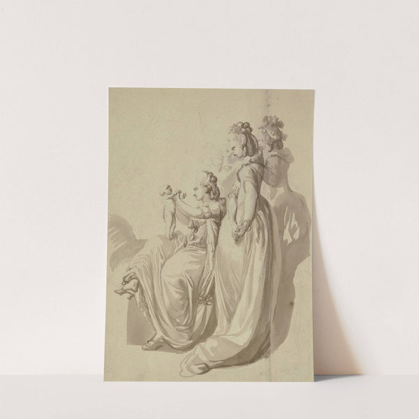 Family group, the mother sits next to three standing figures, holding a naked child on her knee by Johann Eleazar Schenau