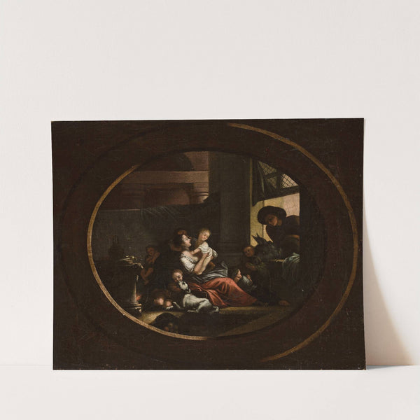Family scene in an interior by Johann Niedermann