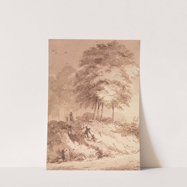 Family Walking in a Wood; Child Being Helped to Clamber up a Bank by James Pattison Cockburn