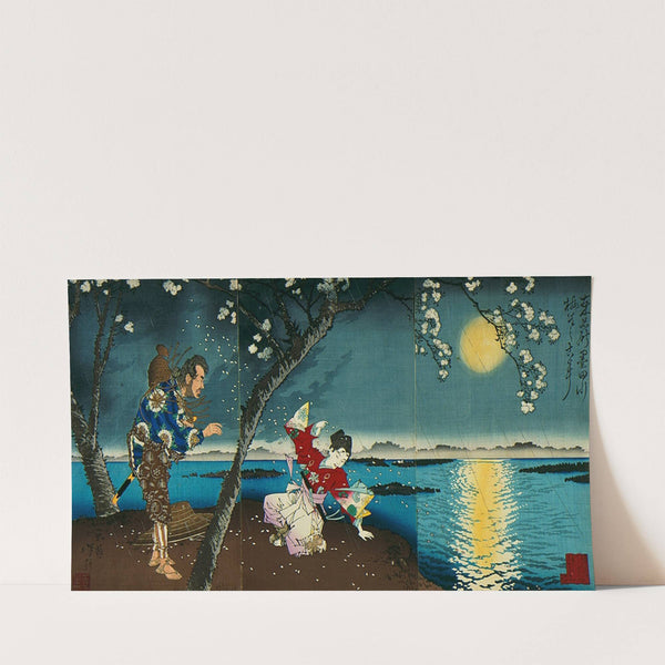 Famous Places of the East; The Ancient Incident of Umewaka and the Child Seller beside the Sumida River (1883) by Tsukioka Yoshitoshi