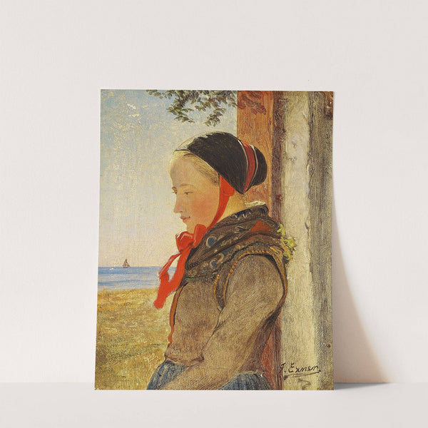 Fanøpige i en døråbning en solskinsdag by Julius Exner