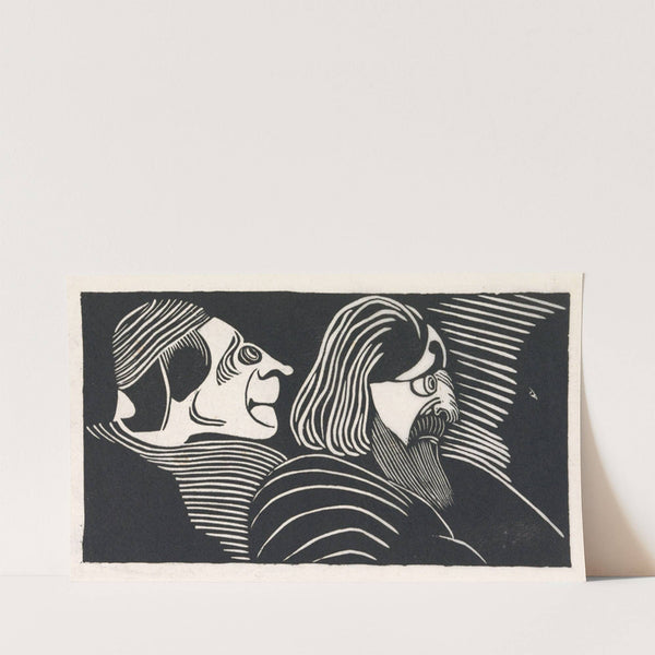 Fantasie; twee mannenkoppen in profiel naar links, links een profiel in tegengestelde richting (1918) by Samuel Jessurun de Mesquita