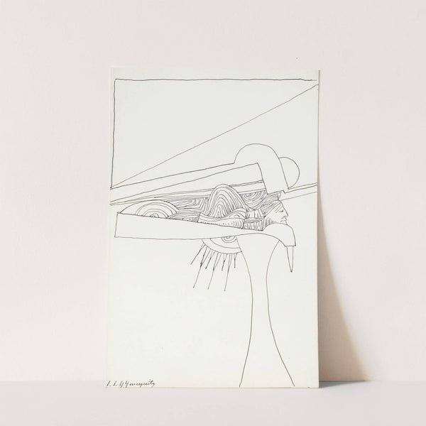 Fantasiefiguur temidden van een driehoek en andere vormen by Samuel Jessurun de Mesquita