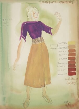 Fantasy 1939: ‘Immediate Comment’ purple blouse, yellow skirt (1934-1943) — size preview