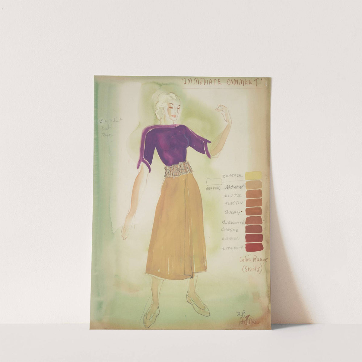 Fantasy 1939: ‘Immediate Comment’ purple blouse, yellow skirt (1934-1943) by Alex Jones