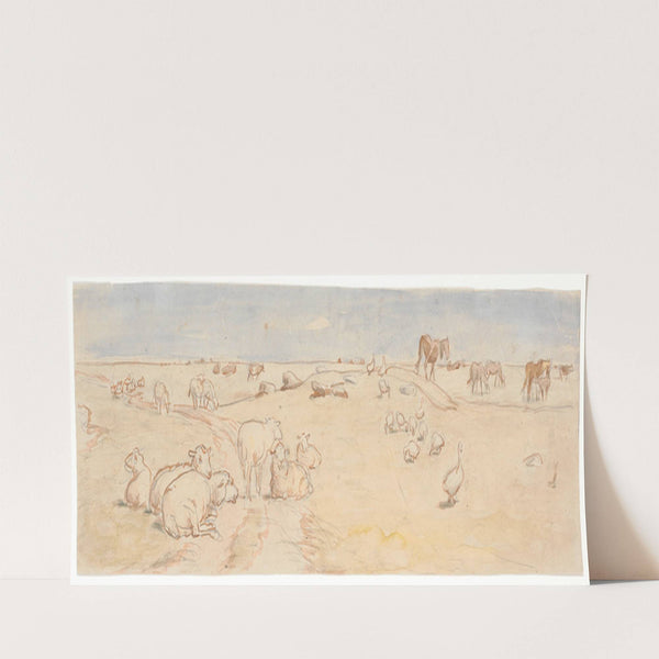 Får og gæs på Saltholm udkast til dekoration af punchebolle (1893) by Theodor Philipsen