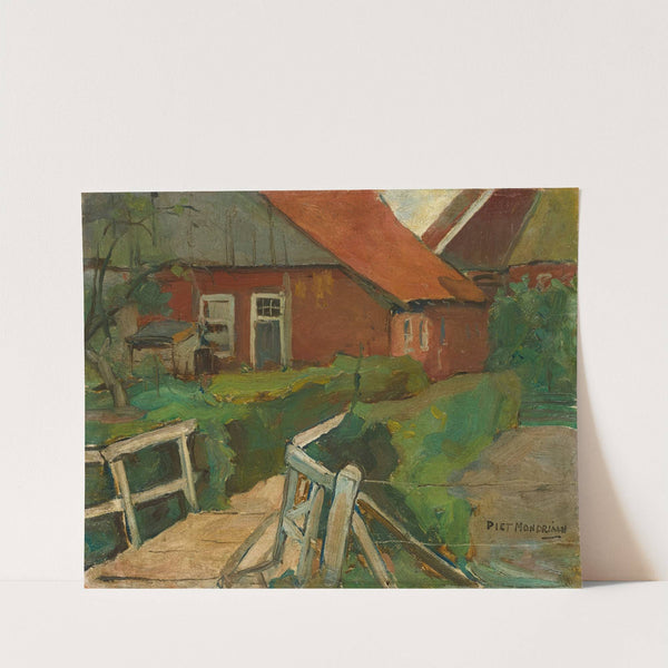 Farm Building With Bridge by Piet Mondrian