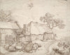 Farm Buildings with Peasants, a Goat, and the Abduction of Ganymede