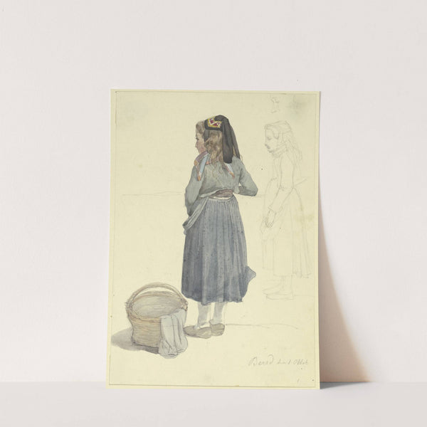 Farm girl with basket by Jakob Becker